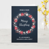 素朴リース孫と家族クリスマスカード カード (黄色い花)