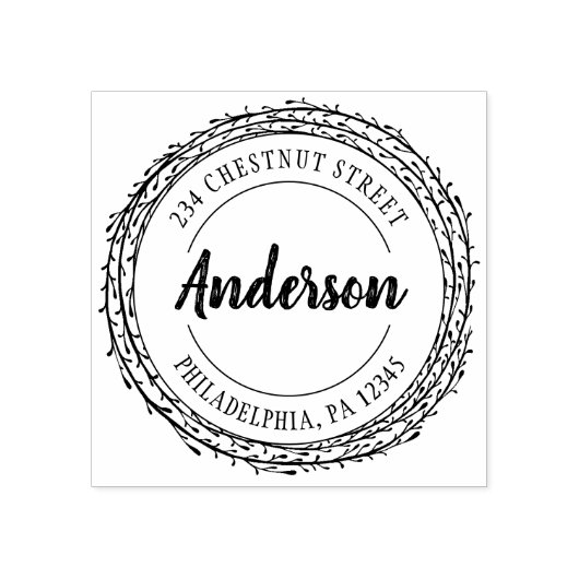 素朴リース差出人住所 ラバースタンプ (インプリント)