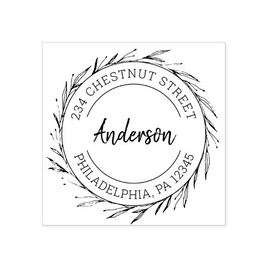 素朴リース差出人住所 ラバースタンプ (インプリント)