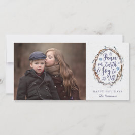 素朴リース平和オン・アース・クリスマスフォト シーズンカード