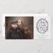 素朴リース平和オン・アース・クリスマスフォト シーズンカード (正面/裏面)