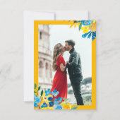 素朴リース水色変更日結婚付 招待状 (裏面)