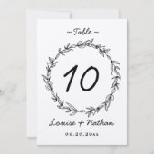 素朴リース結婚のテーブル番号 招待状 (正面)