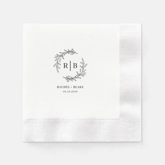 素朴リース結婚のリハーサル婚約パーティ 縁ありカクテルナプキン (正面)