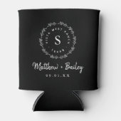 素朴リース結婚モノグラム |黒 缶クーラー (正面)