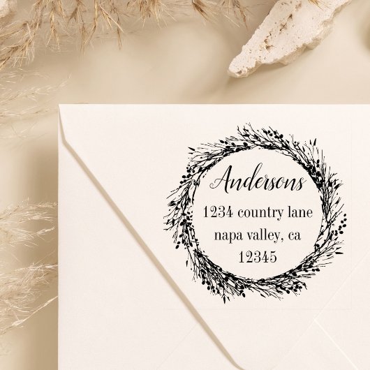 素朴リース |ファミリ名差出人住所 ラバースタンプ