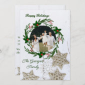 素朴リース | ファームハウスホリークリスマスフォト シーズンカード (正面/裏面)