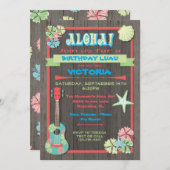 素朴ルアウ(ハワイ式宴会)熱帯ビーチ招待状 招待状 (正面/裏面)