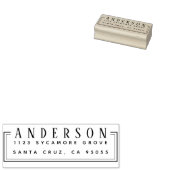 素朴レタリングの姓の四角形の住所 ラバースタンプ (押印)