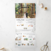 素朴レッドウッド結婚フォレスト 三つ折り招待状 (内部)