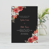 素朴レッドエレガントローゼス秋ブラック結婚ズ 招待状 (スタンド正面)