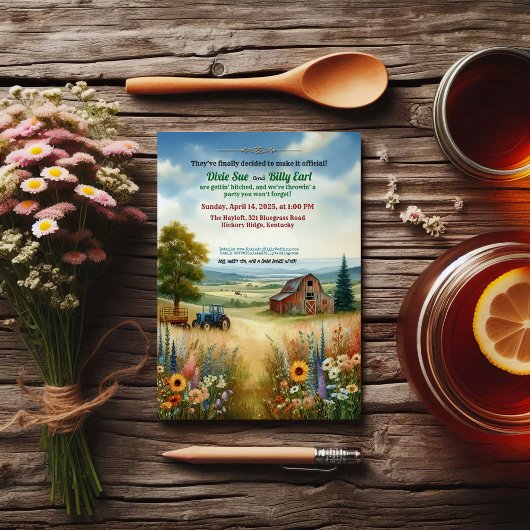 素朴レッドネックの国結婚側 招待状