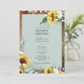 素朴レッドネックひまわり結婚のストリングライトII 招待状 (スタンド正面)