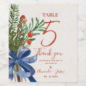 素朴レッドベリー結婚クリスマスのテーブル番号 ワインラベル (シングルラベル)