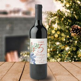 素朴レッドベリー結婚クリスマスのテーブル番号 ワインラベル