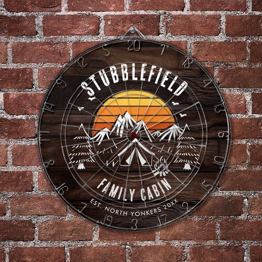 素朴レトロファミリー名ウッドルックカスタム ダーツボード