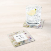 素朴レトロ水彩野結婚花 スクエアペーパーコースター (インサイチュ)