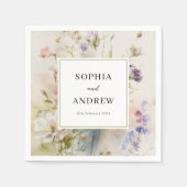 素朴レトロ水彩野結婚花 スタンダードカクテルナプキン (正面)