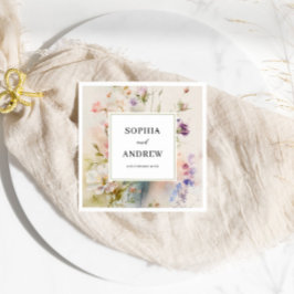 素朴レトロ水彩野結婚花 スタンダードカクテルナプキン