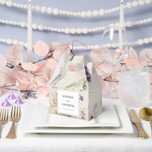 素朴レトロ水彩野結婚花 フェイバーボックス (ウェディング)