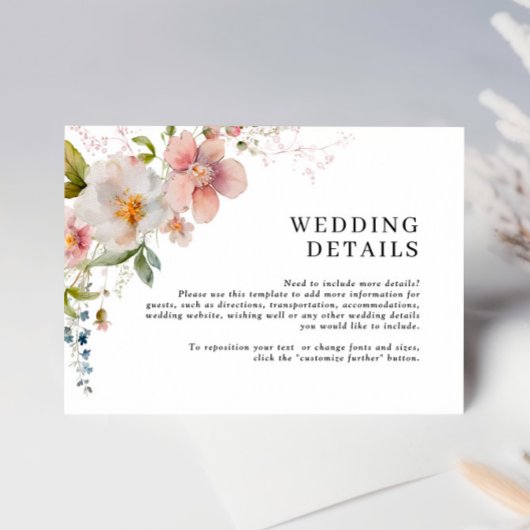 素朴レトロ水彩野花結婚詳細 エンクロージャーカード