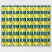 素朴レトロ絵を描格子模様ギフト ラッピングペーパー (フラット)