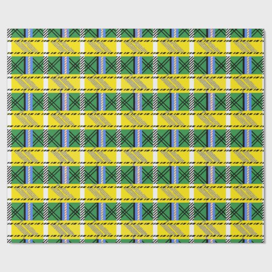 素朴レトロ絵を描格子模様ギフト ラッピングペーパー (フラット)