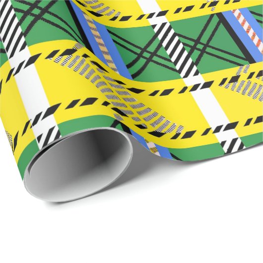 素朴レトロ絵を描格子模様ギフト ラッピングペーパー (ロールコーナー)