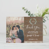 素朴レースモノグラ結婚ム写真サンキューカード (スタンド正面)