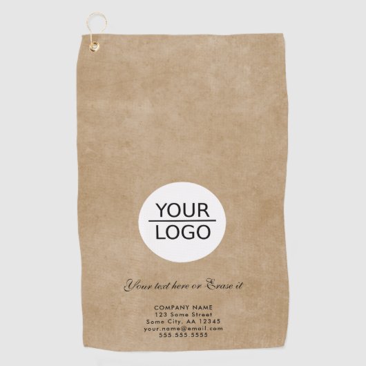 素朴ロゴの追加カスタム文字会社 ゴルフタオル (正面)