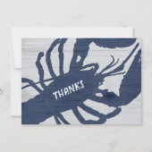 素朴ロブスターネイビーブルーウッドグレインありがとう サンキューカード (正面)