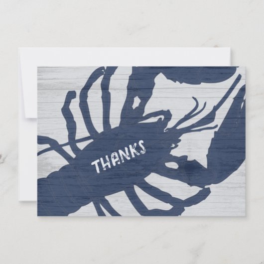 素朴ロブスターネイビーブルーウッドグレインありがとう サンキューカード (正面)