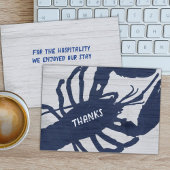 素朴ロブスターネイビーブルーウッドグレインありがとう サンキューカード