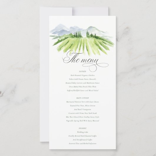 素朴ワイナリーヴィンヤードマウン結婚テンのメニューカード サンキューカード (正面)