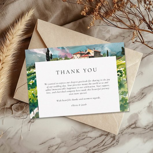 素朴ワイナリー横結婚面図 サンキューカード