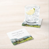 素朴ワイナリー横結婚面図 スクエアペーパーコースター (インサイチュ)