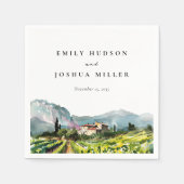 素朴ワイナリー横結婚面図 スタンダードカクテルナプキン (正面)