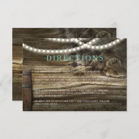 素朴ワイナリー結婚の指示 エンクロージャーカード (正面/裏面)