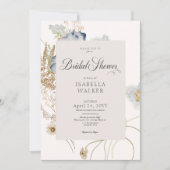 素朴ワイルドフラワーオンクリームブライダルシャワー 招待状 (正面)