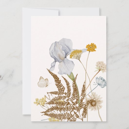 素朴ワイルドフラワーオンクリームブライダルシャワー 招待状 (裏面)