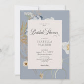 素朴ワイルドフラワーオンダスティブルーブライダルシャワー 招待状 (正面)
