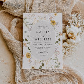 素朴ワイルドフラワーフローラ枠結婚式招待状 招待状