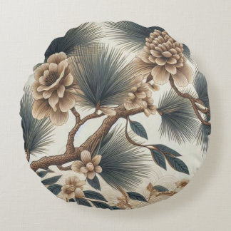 素朴ワイルドフラワーラウンドピロー – 自然のチャーム ラウンドクッション