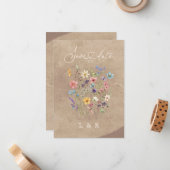 素朴ワイルドフラワー日付を保存No Photo結婚. ノートカード (正面/裏面インサイチュ)