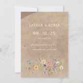 素朴ワイルドフラワー日付を保存No Photo結婚. ノートカード (裏面)