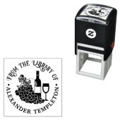 素朴ワイン、グラス、葡萄の束ライブラリ本 セルフインキングスタンプ (インサイチュ)