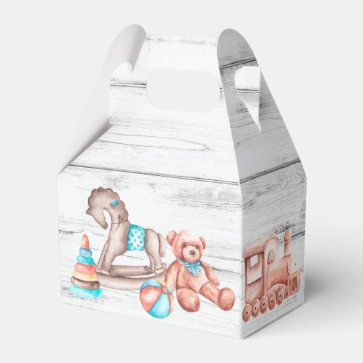 素朴ヴィンテージおもちゃ白木の赤ちゃんシャワー フェイバーボックス (裏面サイド)