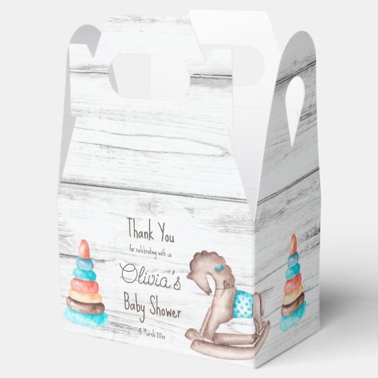 素朴ヴィンテージおもちゃ白木の赤ちゃんシャワー フェイバーボックス (オープン)