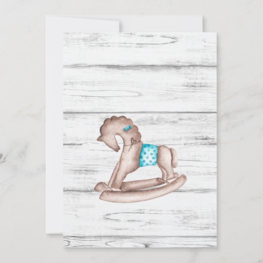 素朴ヴィンテージおもちゃ白木の赤ちゃんシャワー 招待状 (裏面)