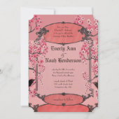 素朴ヴィンテージさくらんぼアールデコ結婚ズ 招待状 (正面)